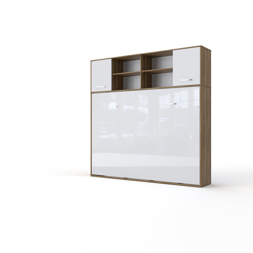 Maxima House Invento Horizontal Wall Bed, European Full Size with a cabinet on top IN120H-12W - Bed & Sofa Hub