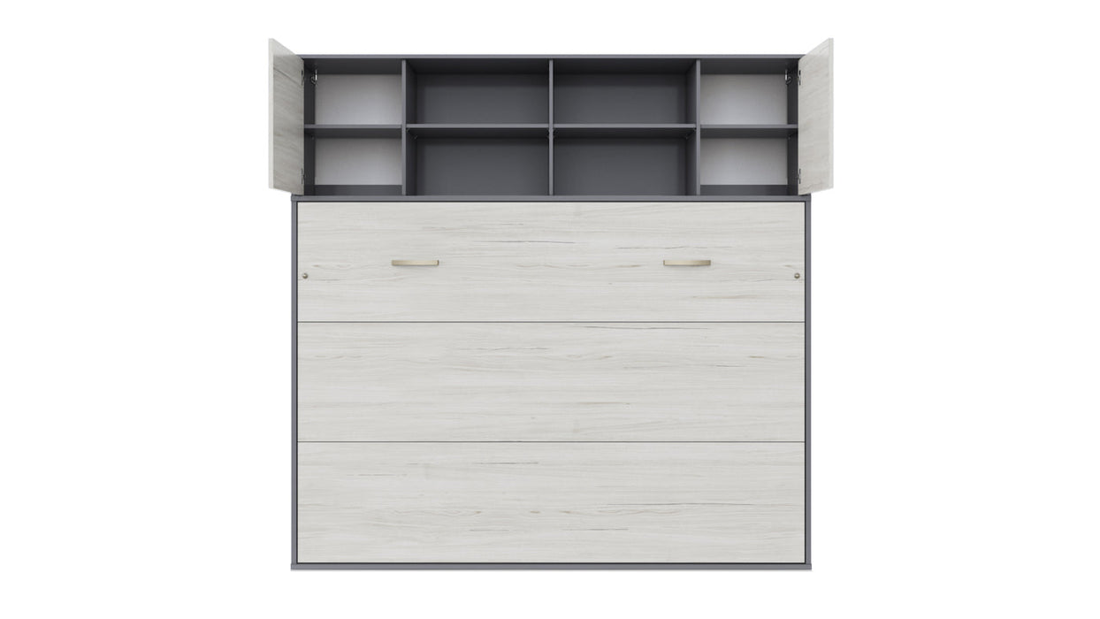 Maxima House Invento Horizontal Wall Bed, European Twin Size with a cabinet on top IN90H-12W - Bed & Sofa Hub