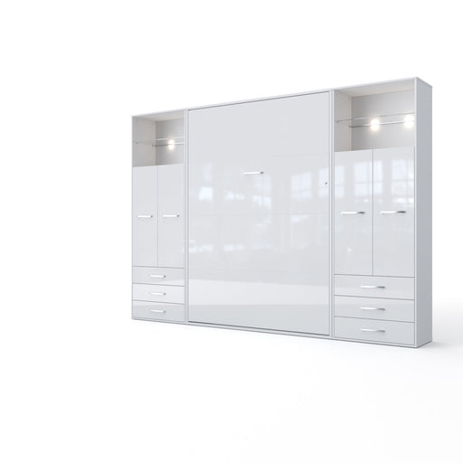 Maxima House Invento Vertical Wall Bed, European Twin Size with 2 cabinets  IN90V-10W - Bed & Sofa Hub