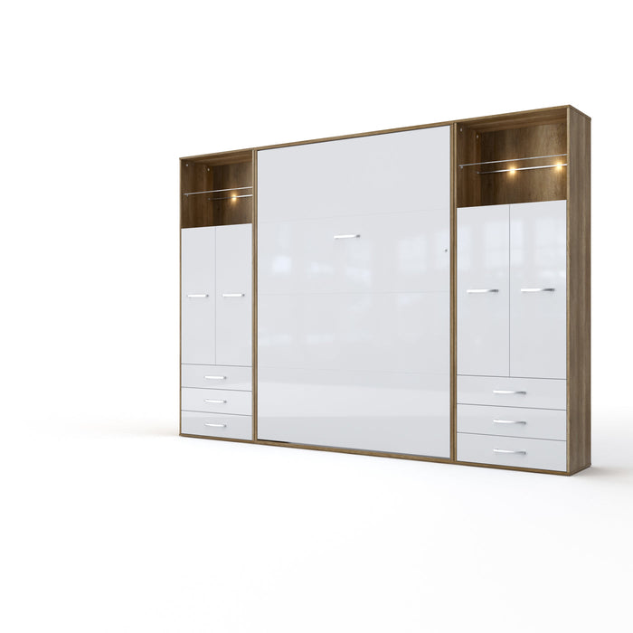 Maxima House Vertical Murphy Bed Invento , European Full XL with 2 cabinets IN140VLED-10W - Bed & Sofa Hub