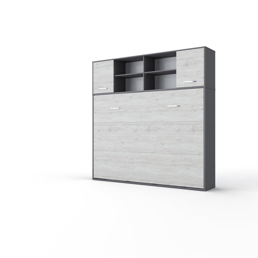 Maxima House Invento Horizontal Wall Bed, European Full Size with a cabinet on top IN120H-12W - Bed & Sofa Hub