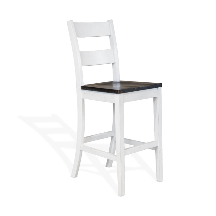 Sunny Designs Solid Wood Ladderback Barstool, Wood Seat European Cottage - Bed & Sofa Hub