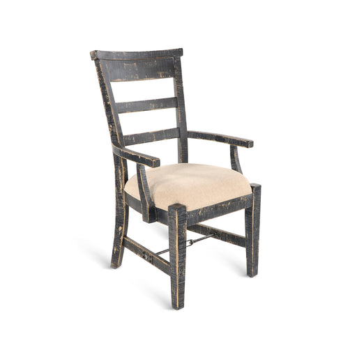 Sunny Designs Wood Arm Dining Chair Black Sand - Bed & Sofa Hub