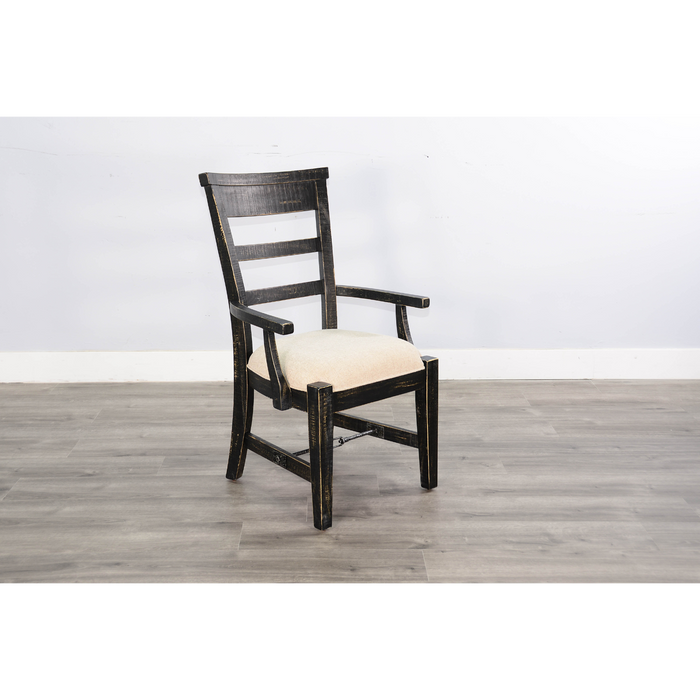 Sunny Designs Wood Arm Dining Chair Black Sand - Bed & Sofa Hub
