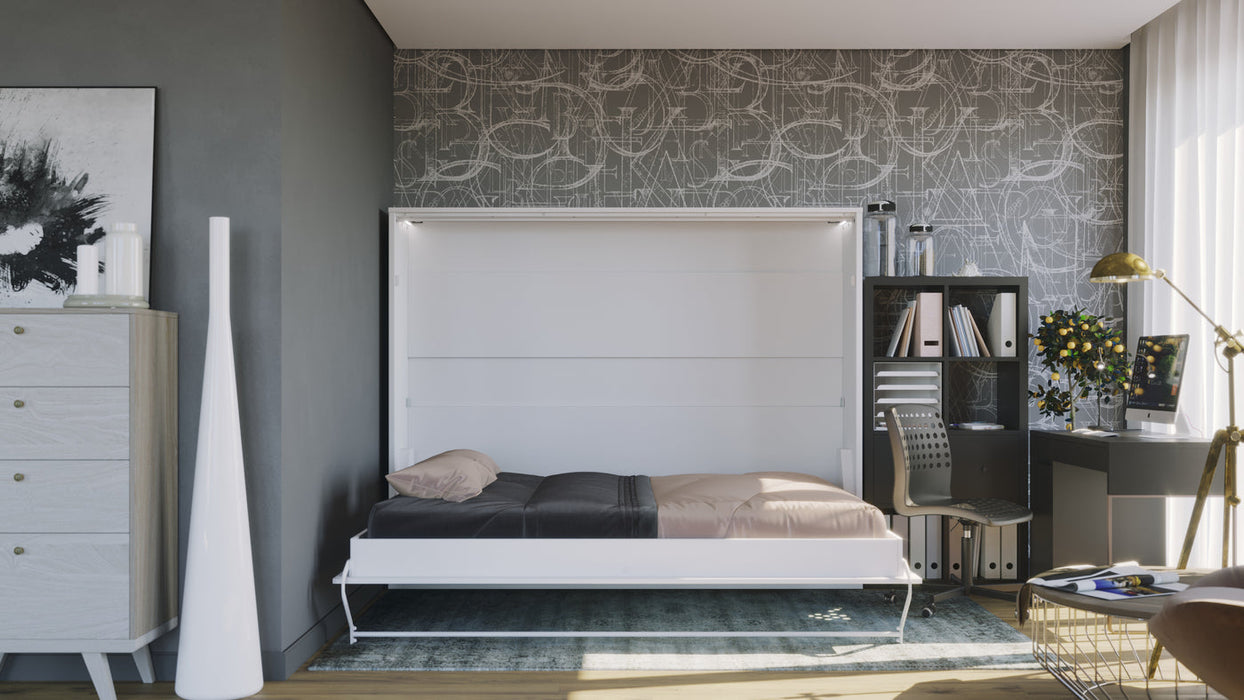 Maxima House Horizontal European QUEEN size Murphy bed INVENTO with LED, mattress included IN-15WLED - Bed & Sofa Hub