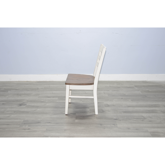 Sunny Designs Ladderback Chair, Wood Seat Marble White and Buck Skin - Bed & Sofa Hub