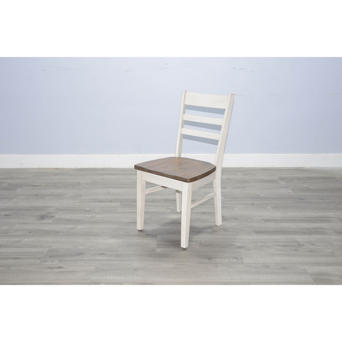 Sunny Designs Ladderback Chair, Wood Seat Marble White and Buck Skin - Bed & Sofa Hub