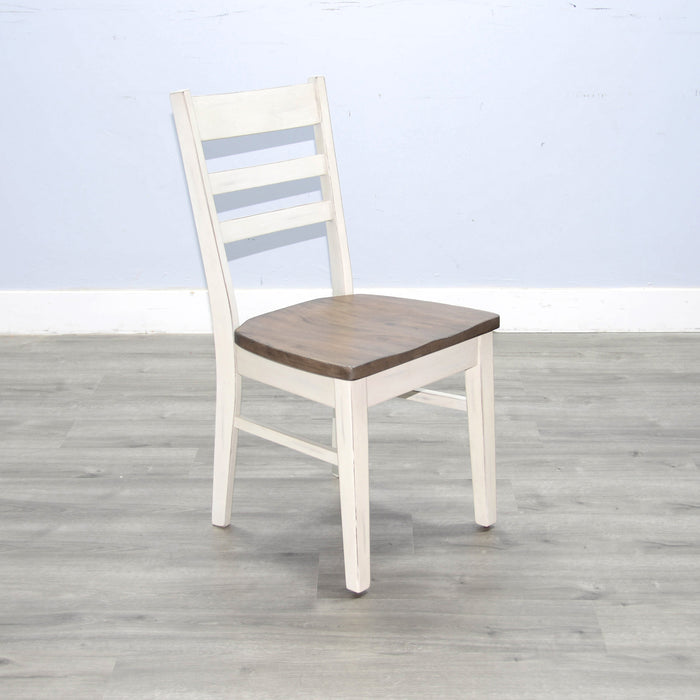 Sunny Designs Ladderback Chair, Wood Seat Marble White and Buck Skin - Bed & Sofa Hub