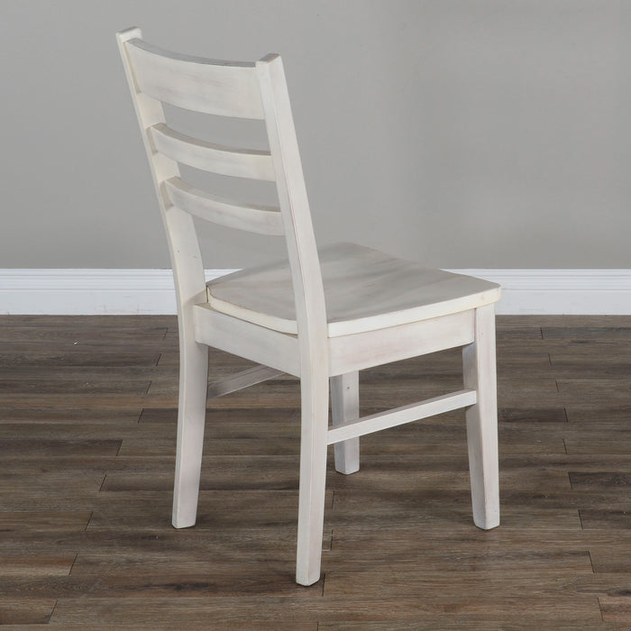 Sunny Designs Ladderback Chair, Wood Seat Marble White - Bed & Sofa Hub