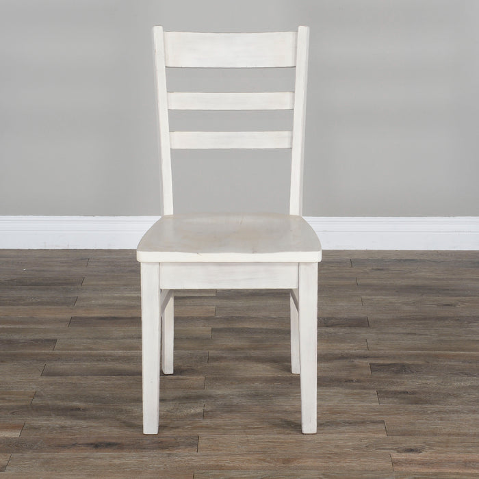 Sunny Designs Ladderback Chair, Wood Seat Marble White - Bed & Sofa Hub