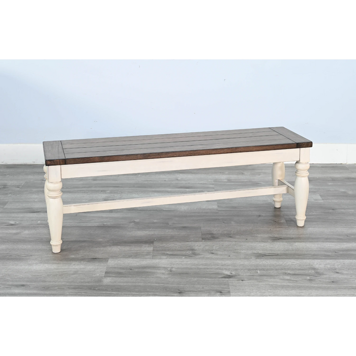 Sunny Designs Pasadena Bench with Mindi Veneer Seat Marble White/Buckskin - Bed & Sofa Hub