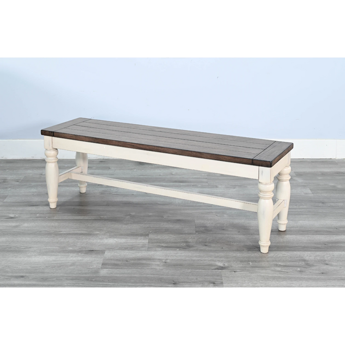 Sunny Designs Pasadena Bench with Mindi Veneer Seat Marble White/Buckskin - Bed & Sofa Hub