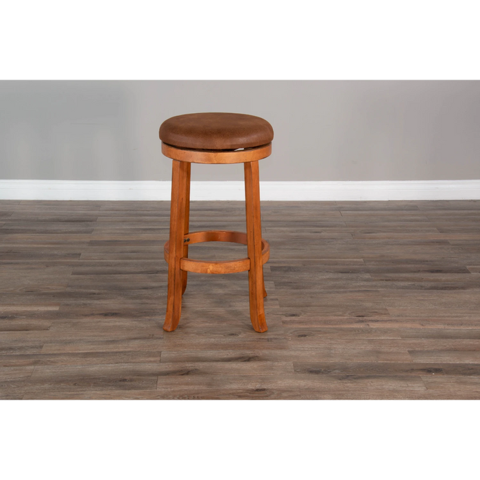 Sunny Designs Bar Swivel Stool, Cushion Seat Rustic Oak - Bed & Sofa Hub