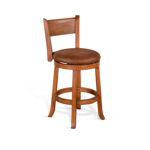 Sunny Designs Counter Swivel Barstool, Cushion Seat & Back Rustic Oak - Bed & Sofa Hub