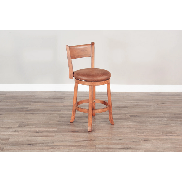 Sunny Designs Counter Swivel Barstool, Cushion Seat & Back Rustic Oak - Bed & Sofa Hub