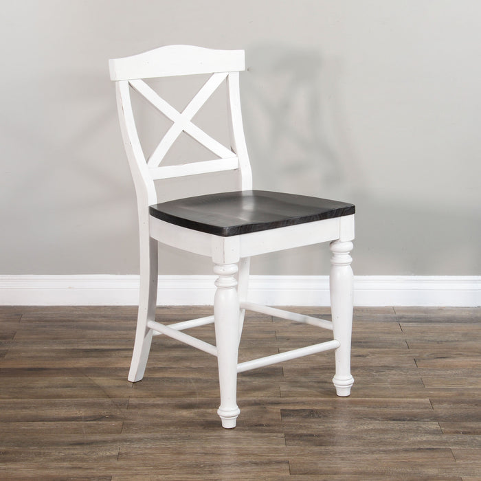 Sunny Designs Counter Carriage House Crossback Barstool, Wood Seat European Cottage - Bed & Sofa Hub