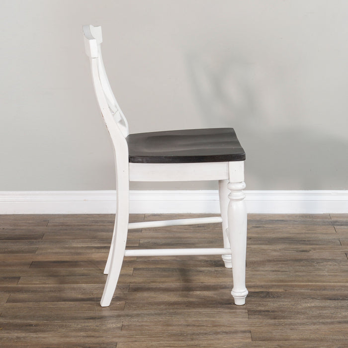 Sunny Designs Counter Carriage House Crossback Barstool, Wood Seat European Cottage - Bed & Sofa Hub
