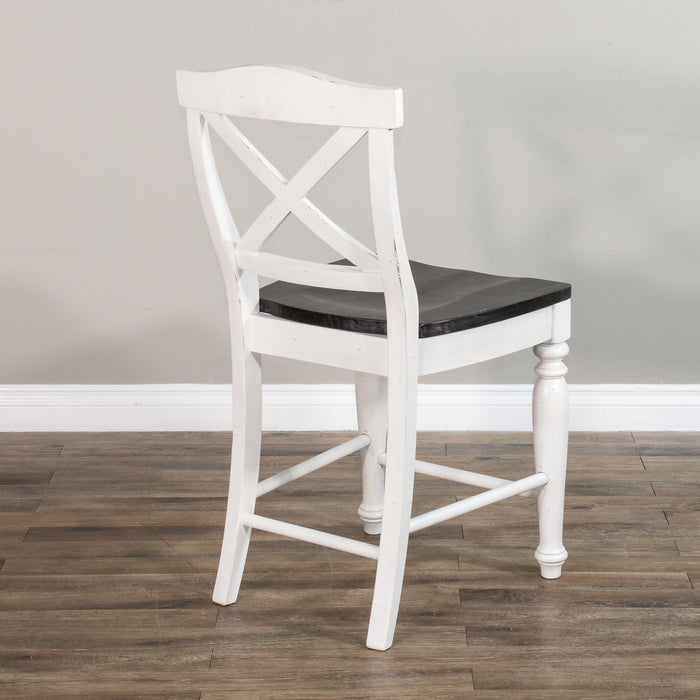 Sunny Designs Counter Carriage House Crossback Barstool, Wood Seat European Cottage - Bed & Sofa Hub