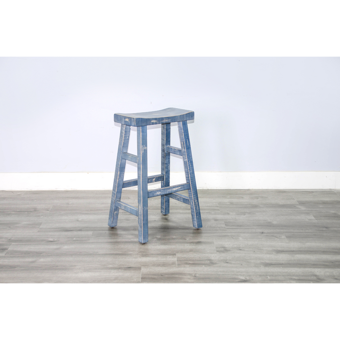 Sunny Designs Ocean Blue Bar Saddle Seat Stool, Wood Seat Ocean Blue - Bed & Sofa Hub