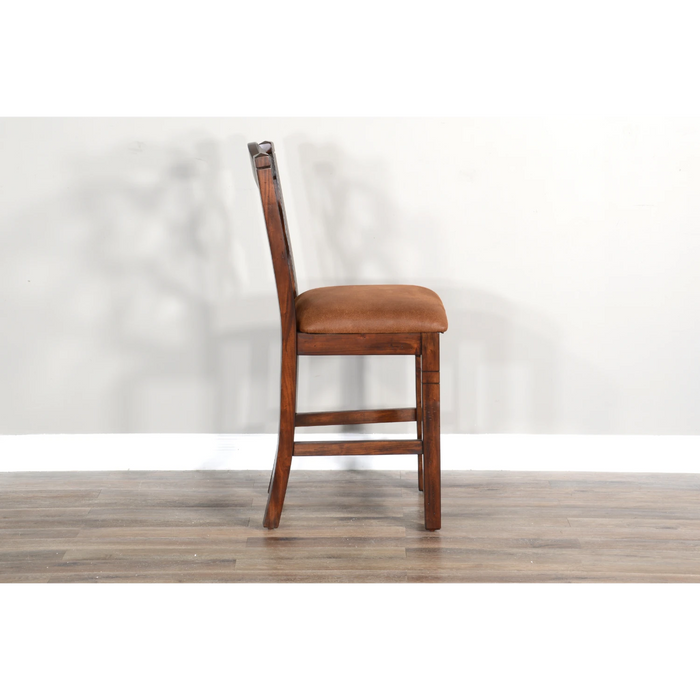Sunny Designs Counter Santa Fe Dbl Crossback Barstool, Cushion Seat Dark chocolate - Bed & Sofa Hub