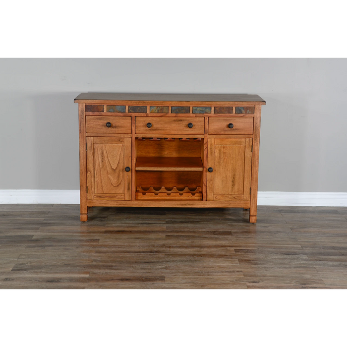 Sunny Designs Wood Buffet with Natural Slate Rustic Oak - Bed & Sofa Hub