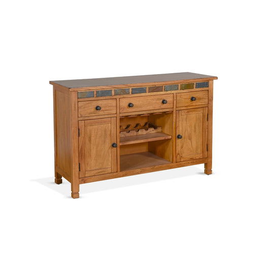 Sunny Designs Wood Buffet with Natural Slate Rustic Oak - Bed & Sofa Hub