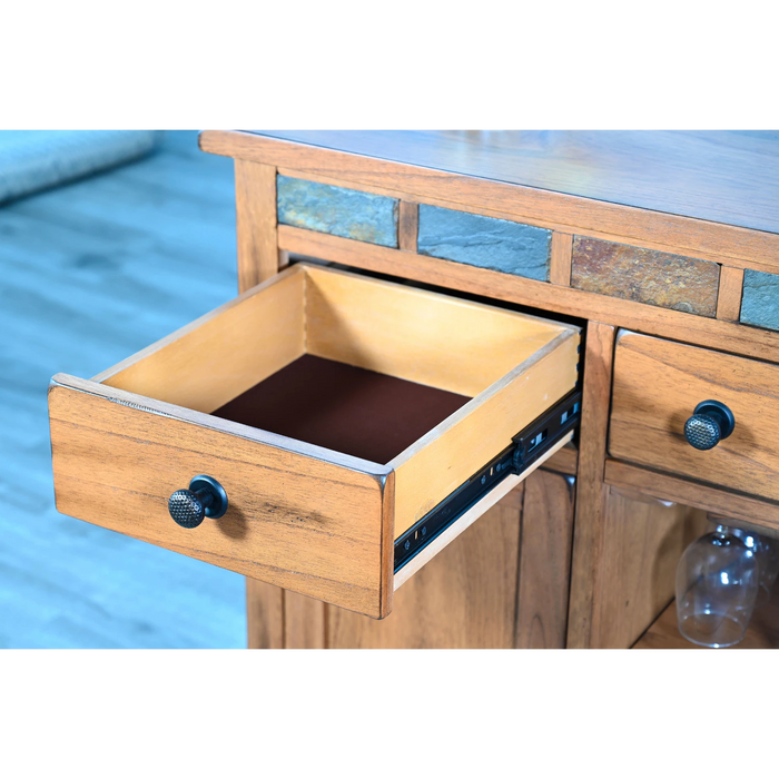 Sunny Designs Wood Buffet with Natural Slate Rustic Oak - Bed & Sofa Hub