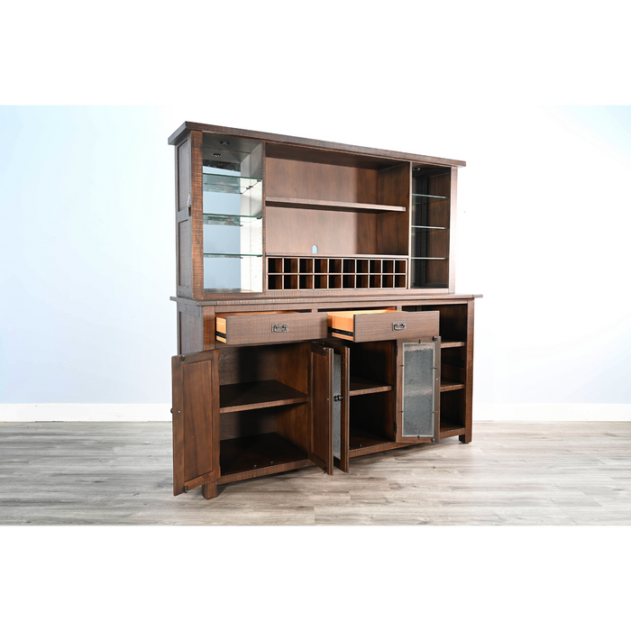 Sunny Designs Homestead Hutch & Buffet Tobacco Leaf - Bed & Sofa Hub