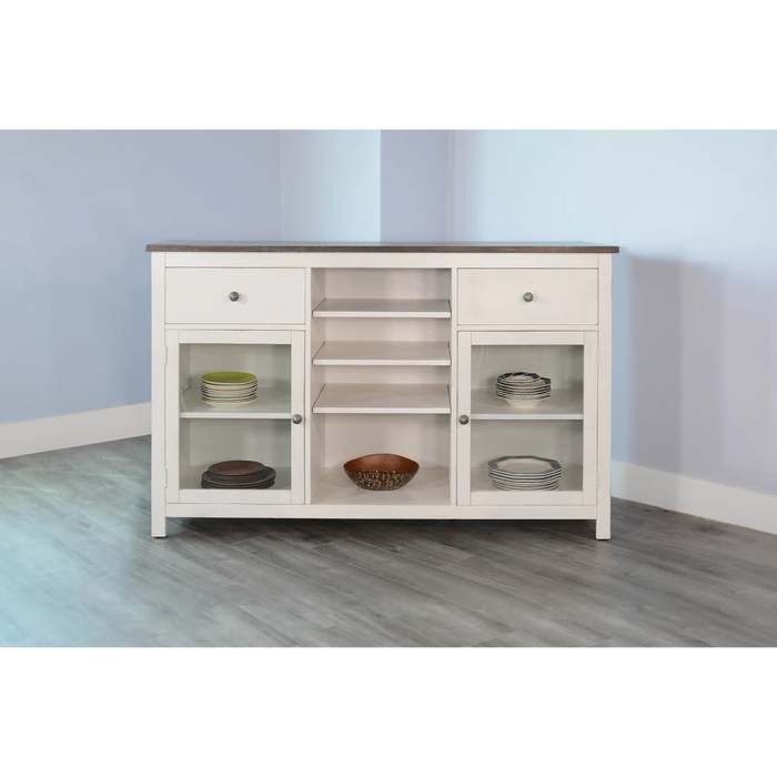 Sunny Designs Wood White Buffet with Drawers European Cottage - Bed & Sofa Hub