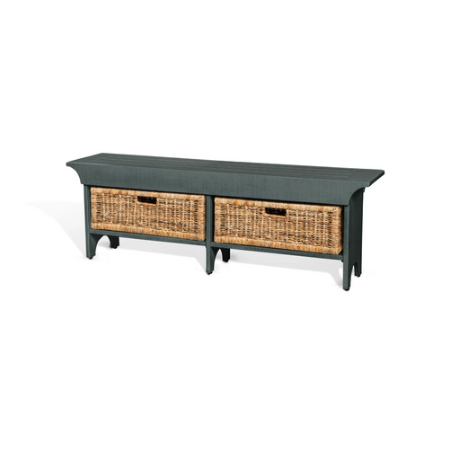 Sunny Designs 55"W Bench with Woven Baskets Little Boy Blue - Bed & Sofa Hub