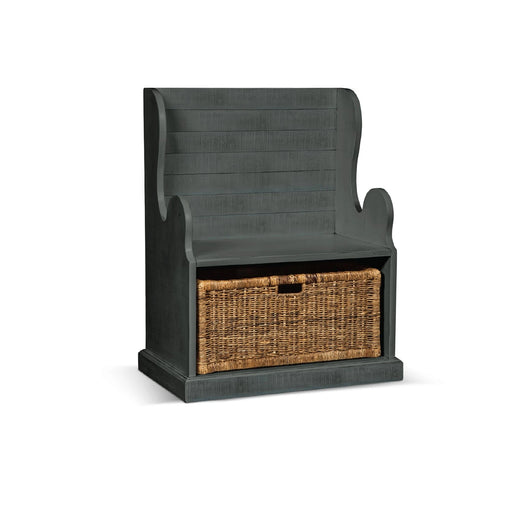 Sunny Designs Hall Seat Bench with Rattan Basket Little Boy Blue - Bed & Sofa Hub