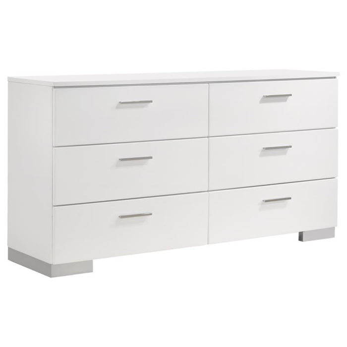 Coaster Felicity 4-piece Bedroom Set White High Gloss - Bed & Sofa Hub