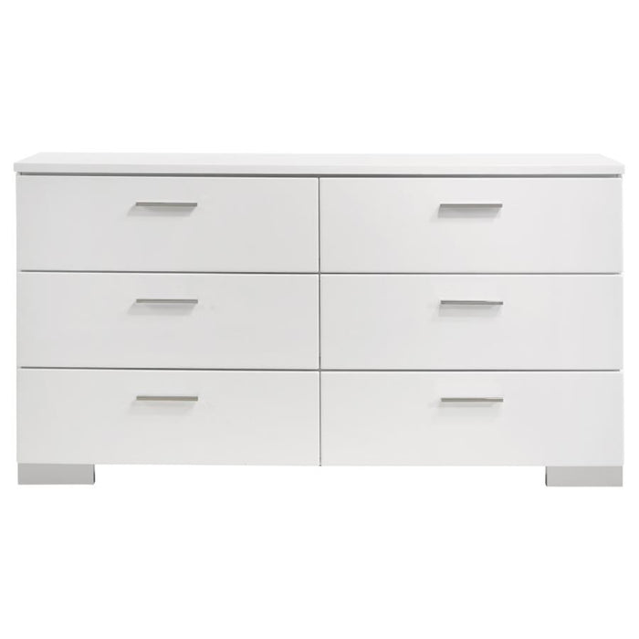 Coaster Felicity 4-piece Bedroom Set White High Gloss - Bed & Sofa Hub