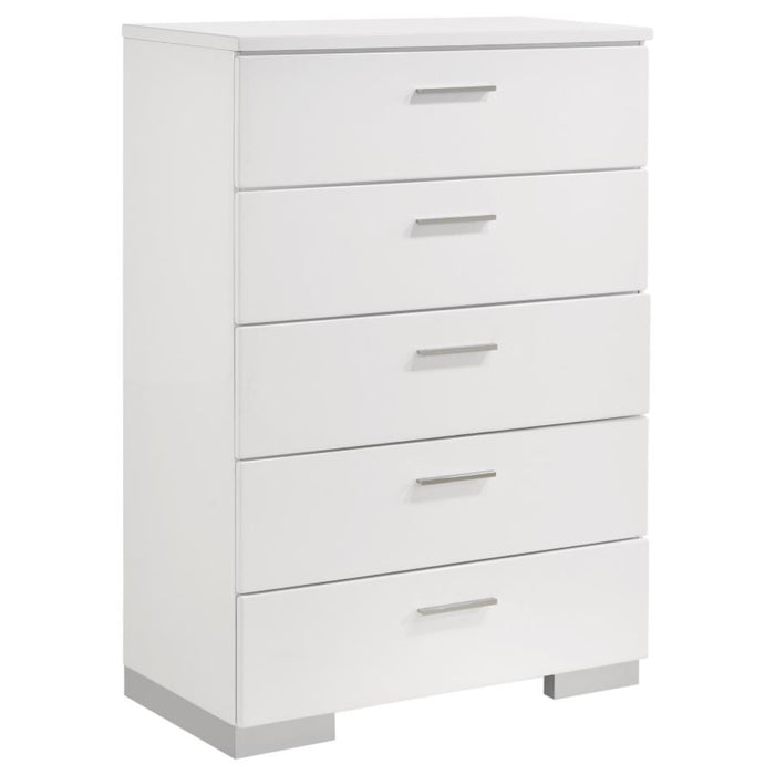 Coaster Felicity 5-piece Bedroom Set White High Gloss - Bed & Sofa Hub