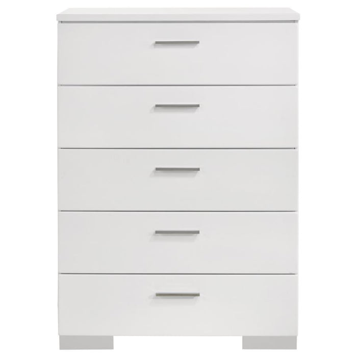 Coaster Felicity 5-piece Bedroom Set White High Gloss - Bed & Sofa Hub