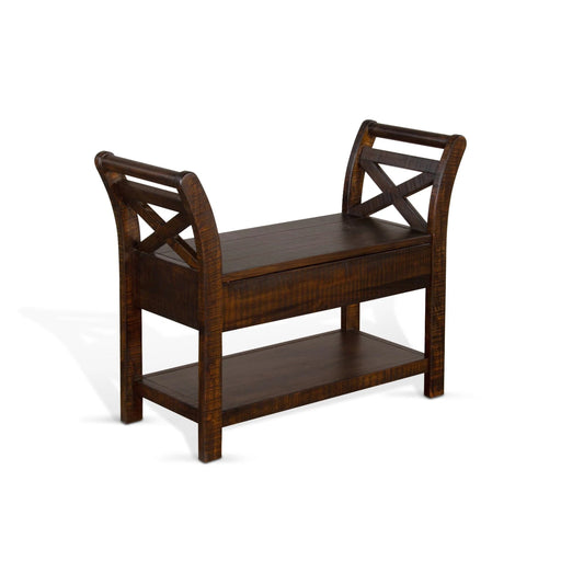Sunny Designs Accent Bench with Storage, Wood Seat Tobacco Leaf - Bed & Sofa Hub