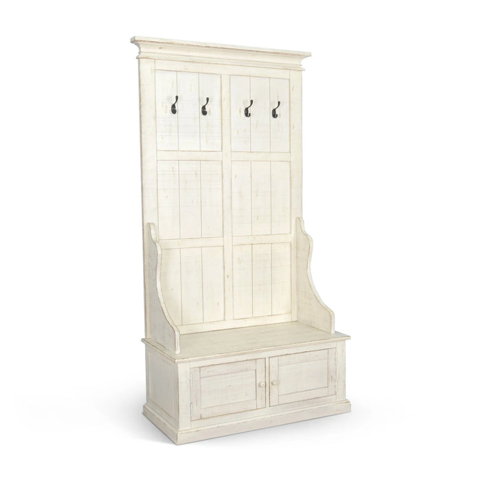 Sunny Designs Weathered Wood Hall Tree White Sand - Bed & Sofa Hub