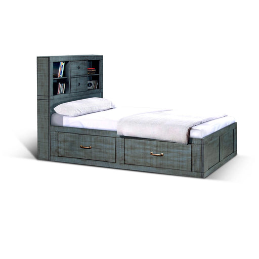 Sunny Designs Twin Captains Bookcase Storage Bed Little Boy Blue - Bed & Sofa Hub