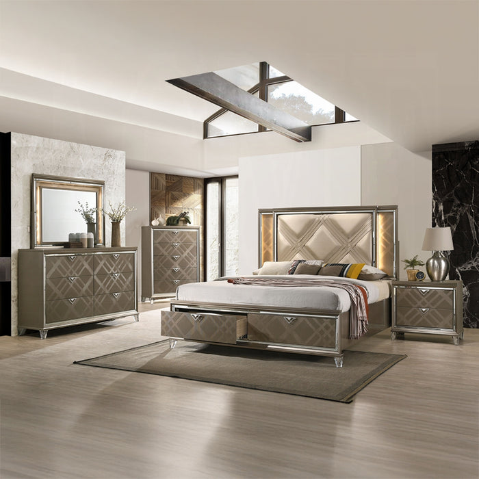 ACME Skylar Queen Bed W/Led & Storage - Bed & Sofa Hub