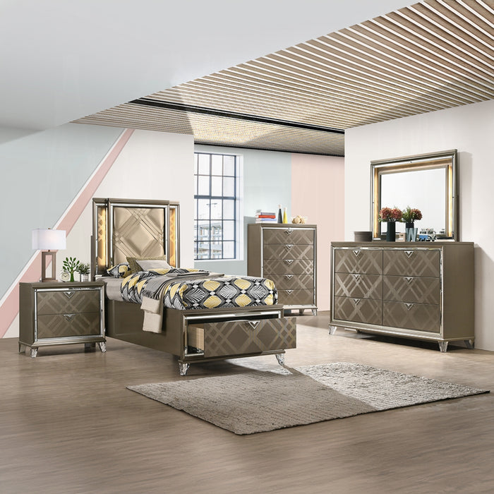 ACME Skylar Twin Bed W/Led & Storage - Bed & Sofa Hub