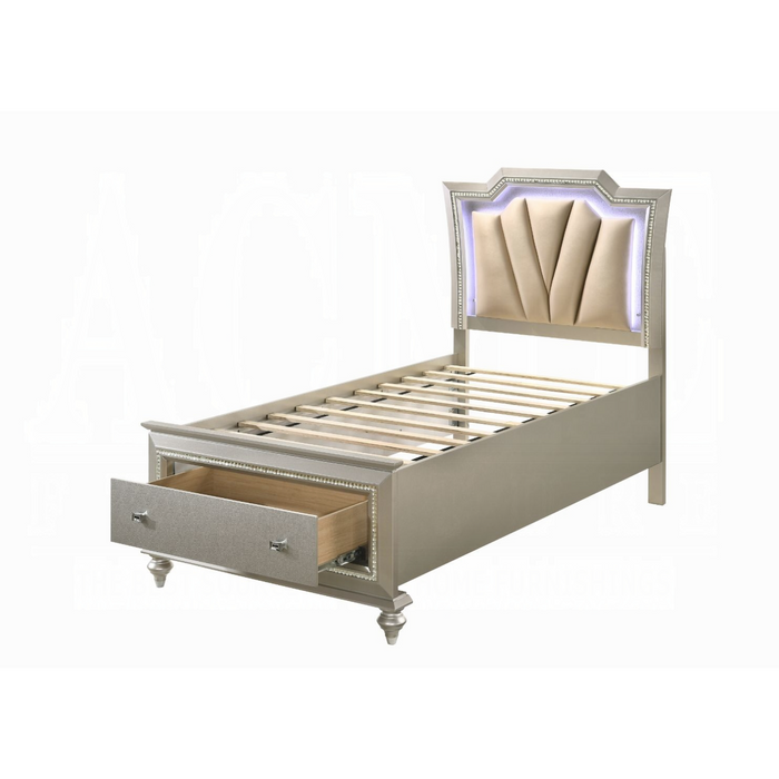 ACME Kaitlyn Twin Bed W/Led & Storage - Bed & Sofa Hub