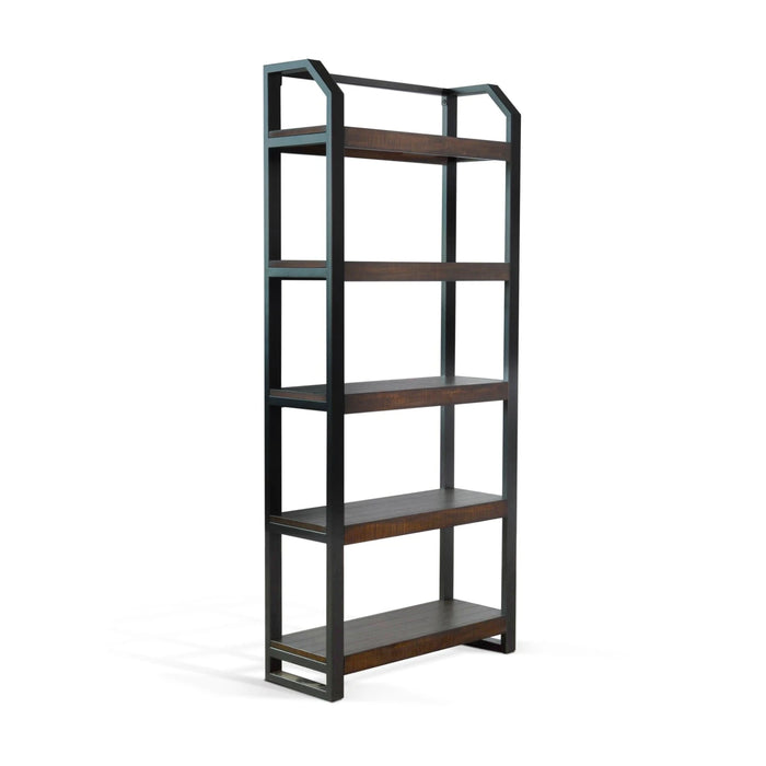 Sunny Designs Homestead Metal Frame Bookcase Tobacco Leaf - Bed & Sofa Hub
