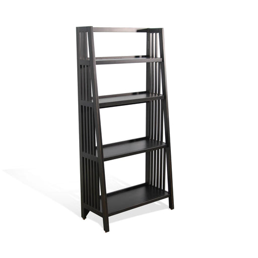 Sunny Designs  60" Mahogany Wood Folding Bookcase Black Walnut - Bed & Sofa Hub