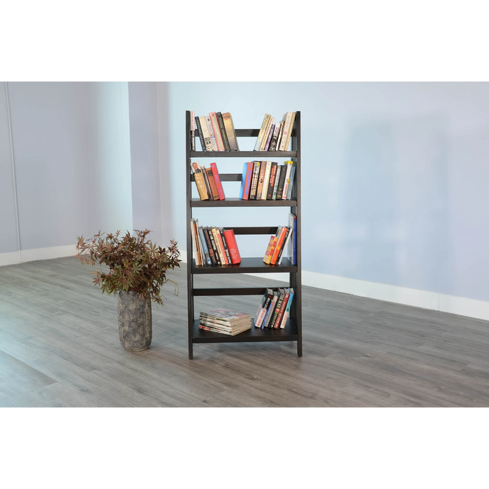 Sunny Designs  60" Mahogany Wood Folding Bookcase Black Walnut - Bed & Sofa Hub