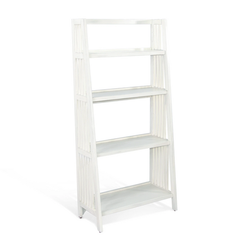 Sunny Designs  60" Mahogany Wood Folding Bookcase Marble White - Bed & Sofa Hub