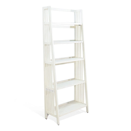 Sunny Designs  72" Mahogany Wood Folding Bookcase Marble White - Bed & Sofa Hub