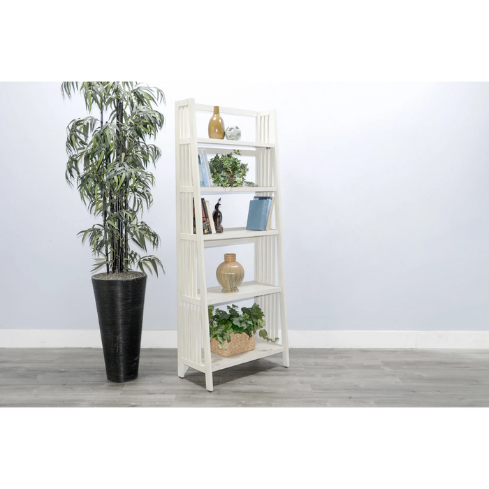 Sunny Designs  72" Mahogany Wood Folding Bookcase Marble White - Bed & Sofa Hub