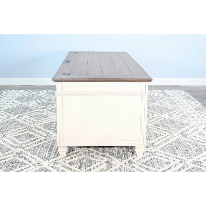 Sunny Designs White Desk with Drawers Marble White and Buck Skin - Bed & Sofa Hub