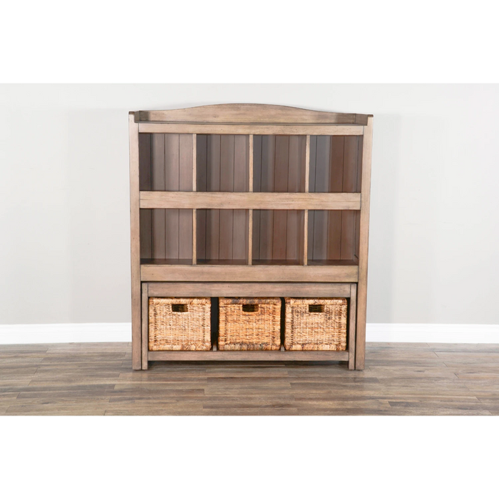 Sunny Designs Doe Valley 57" Wood Storage Bookcase and Bench in Light Brown Buckskin - Bed & Sofa Hub