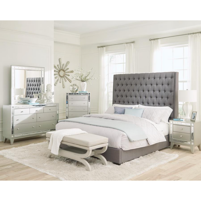Coaster Camille 4-piece Bedroom Set Metallic Mercury - Bed & Sofa Hub